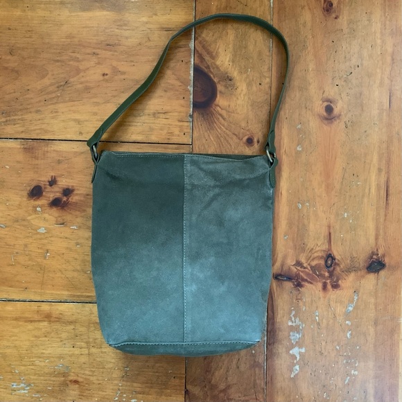 Universal Thread olive green suede bucket  handbag - Picture 2 of 6